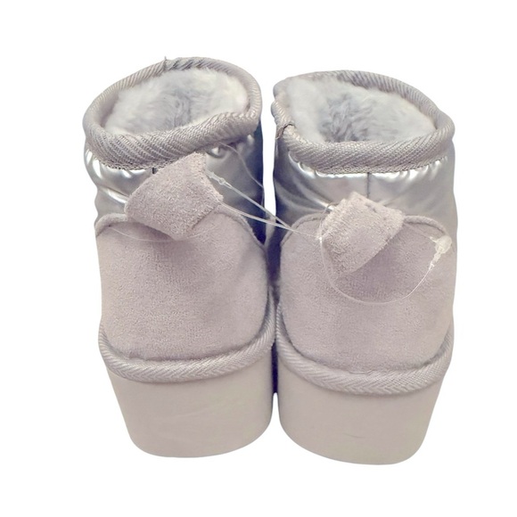 Steve Madden size M 7/8 Silver Women's Platform faux fur booties slippers NWOB - Picture 6 of 6